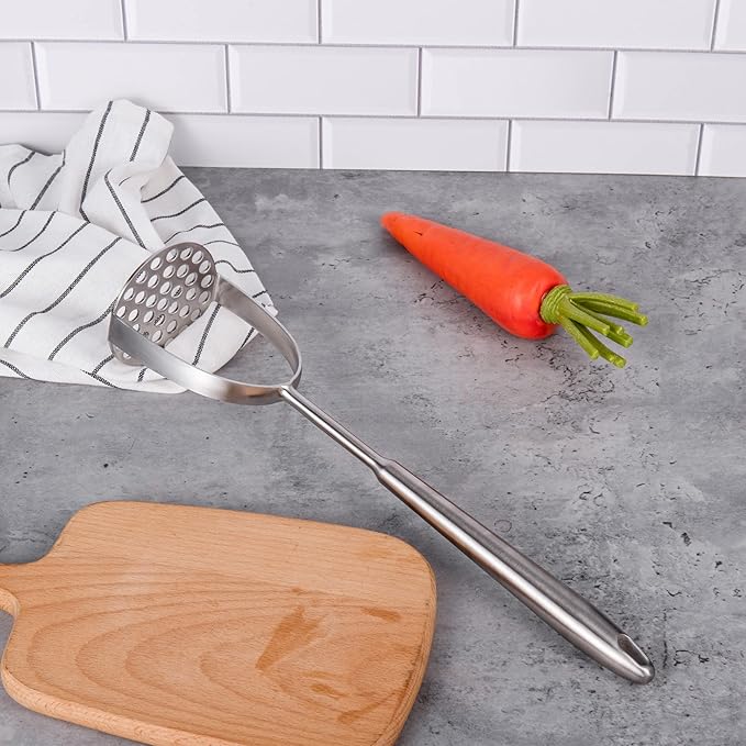 IMEEA Potato Masher SUS304 Stainless Steel Potato Masher with Long Handle for Avocado, Mashed Potatoes, Beans, Vegetables, 13.8-Inch