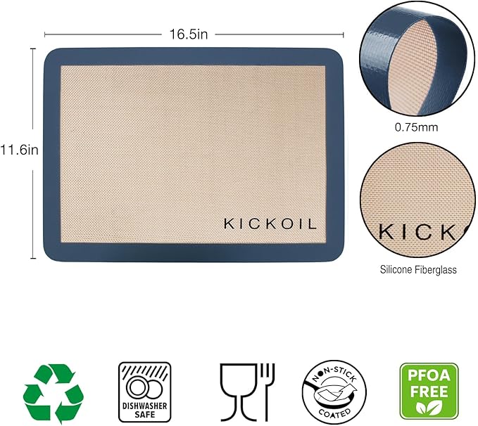 Silicone Baking Mat Half Sheet Non Stick Food Safe Baking Sheet for Oven - Replace Reusable Parchment Paper- Silicone Induction Cooktop Protector, Pan Liner 2 Pack,Cooking Essentials Gadgets