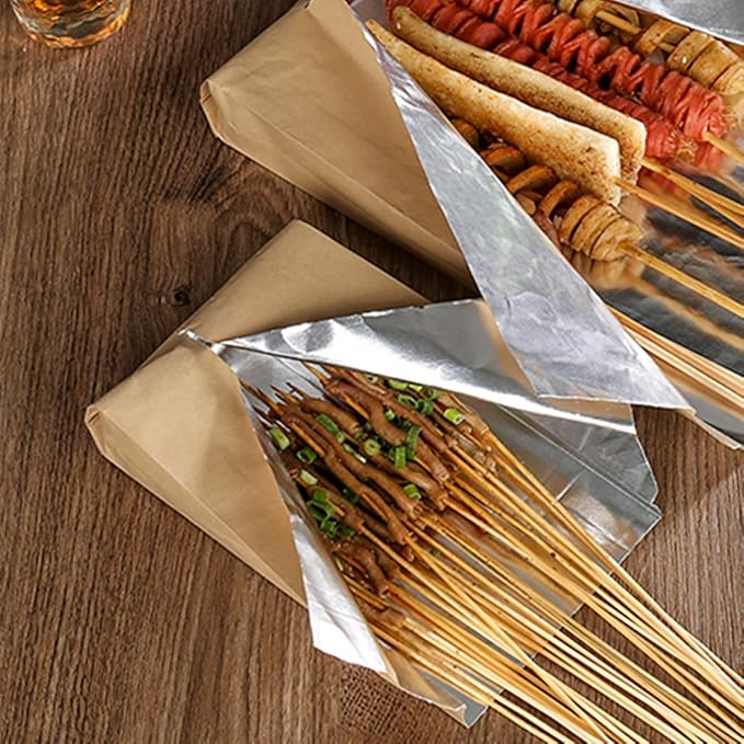 150 Pack Foil Sandwich Wrappers, 4 LB Insulated Hot Dog Wrap Pouch, Grease Resistance Paper Hamburgers Bags for Breakfast Lunch, Fast Food Truck, Serving, BBQ, Brown