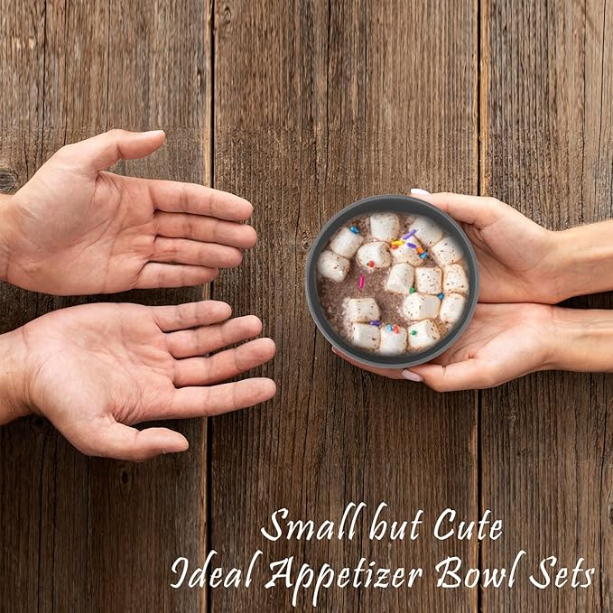 wheat straw small bowls 10oz set of 8 - Unbreakable Dessert Bowls for kids - Mini Bowl Sets for Ice Cream,Snack and Fruits - Microwave & Dishwasher Safe Appetizer Bowls (Deep Grey)