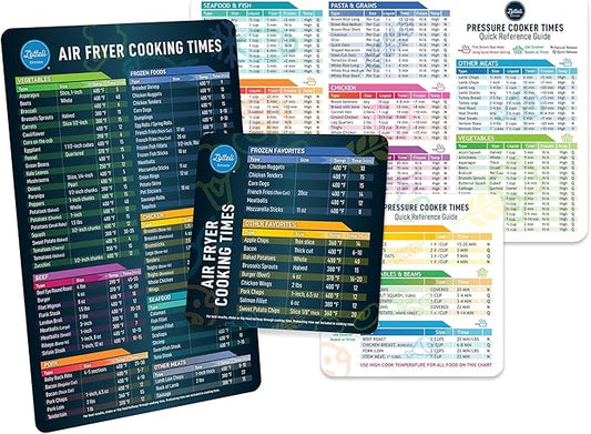 Air Fryer Magnetic Cheat Sheet Set - Air Fryer Accessories Cookbook - Pressure Cooker Magnet Sheet As Seen on The Today Show - Quick Reference Guide for Cooking and Frying (Black and White Bundle)