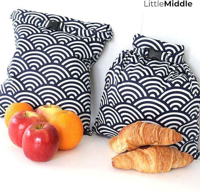 2 XL Beeswax Bread Bags for Homemade Sourdough, Produce, Sandwiches & Lunchbox Use - Reusable Bread Storage Bags, Washable (2-Pack)