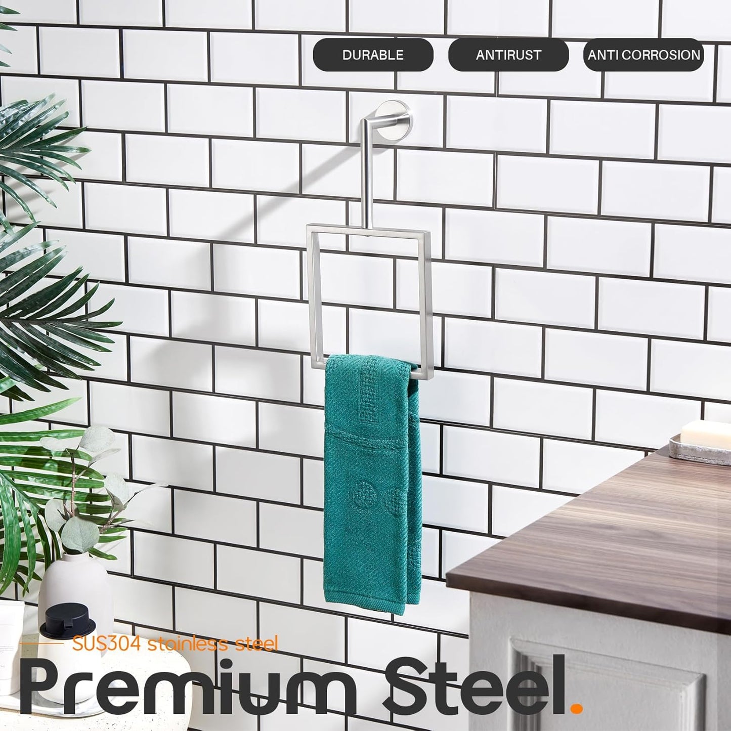 Towel Ring Brushed Nickel Hand Towel Rack for Kitchen Decor Wall Mount Stainless Steel Bath Towel Hanger Bathroom Hardware Accessories, AN3005BR