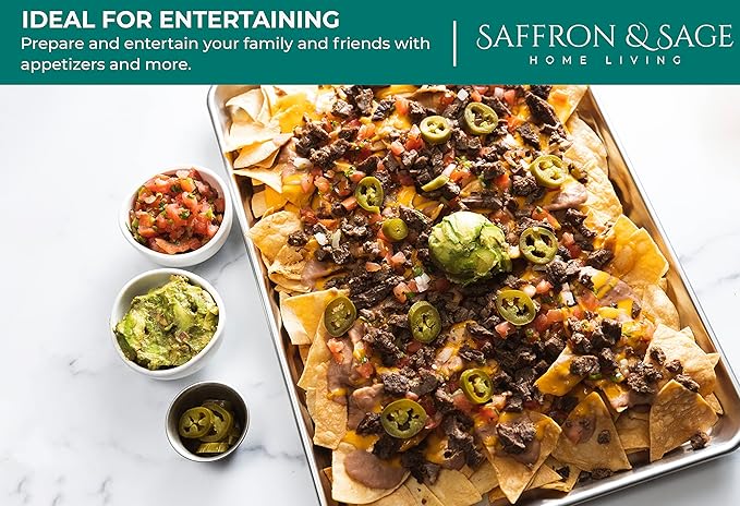 Commerical Quality Cookie Sheet Pan - 4 Pack Aluminum Half Sheet Baking Pan by Saffron & Sage Home Living - This 18x13 Baking Sheet Set is Rust & Warp Resistant, Heavy Duty, of Thick Gauge