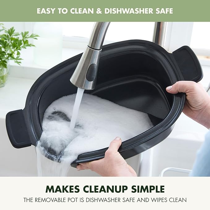 GreenPan Elite 8-in-1 Programmable 6QT Electric Slow Cooker, Dishwasher Safe Lid & Removable Crock, PFAS-Free Healthy Ceramic Nonstick Multi-Cooker, Sear, Sauté, Brown, Steam Basket, Roast, Sage Green