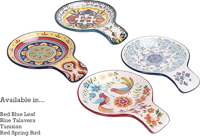 Bico Red Spring Bird Spoon Rest for Stove Top, Ceramic Spoon Holder for Kitchen Counter, Easy to Clean Coffee Spoon Rest Dishwasher Safe, Kitchen Cooking Utensil Rest for Ladles Spatula