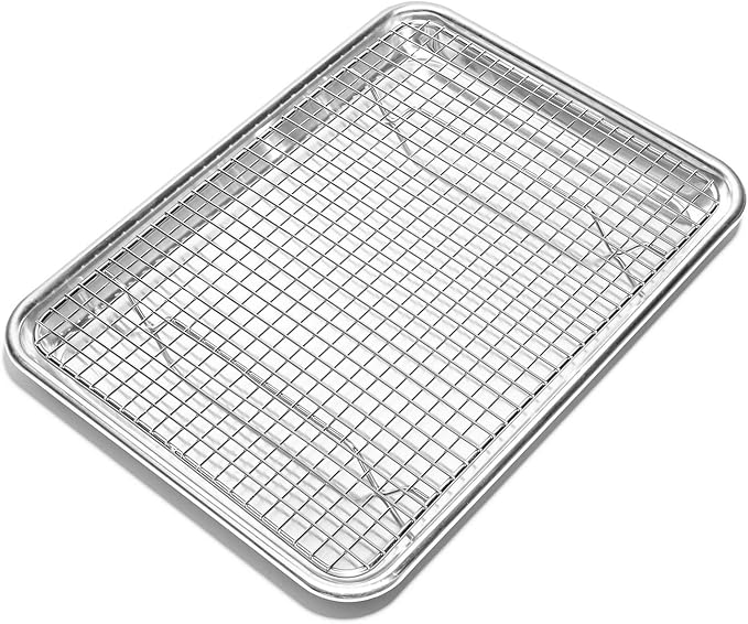 Last Confection Stainless Steel Baking & Cooling Rack - 8-1/2" x 12" (Fits Quarter Sheet Pan) - Cookie Baker's Oven Wire Rack