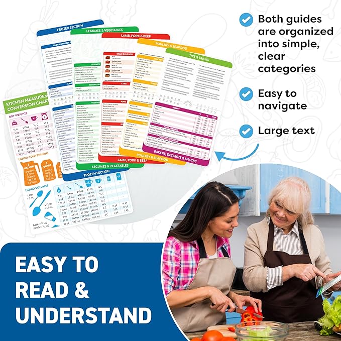 Air Fryer Cheat Sheet & Kitchen Conversion Chart Magnets - Set of Air Fryer Cooking Guide Booklet & Measurements Conversion Chart - Air Fryer Baking Kitchen Accessories - Kitchen Gifts Gadgets 2025