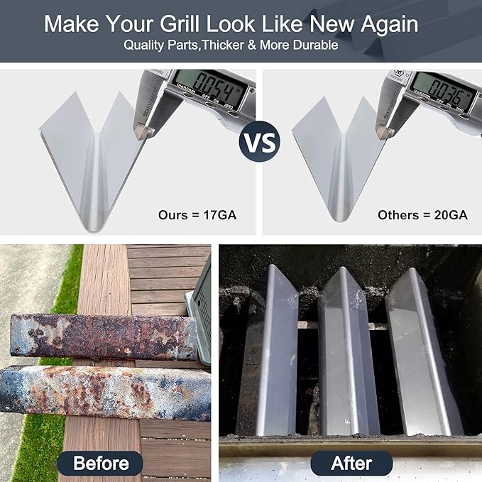 Set of 3-Pack 15.3" 7635 Flavorizer Bars for Weber Spirit 200 Series, Spirit E210 S210, E220, S220 with Front Control Knobs, Stainless Steel Heat Plates Flavor Bar for Weber Spirit E210