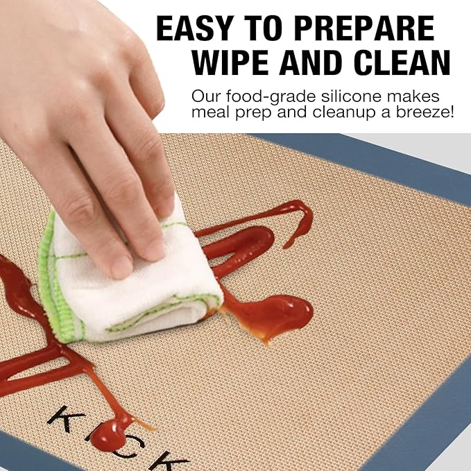 Silicone Baking Mat Large Set 4 Half Sheet-Silicone Bakeware Mat for Oven Reusable Heat Resistant Non Stick Baking Sheet BPA Free Cooking Supplies for Cookie, Bread, Macaron&Pastry,Rectangular