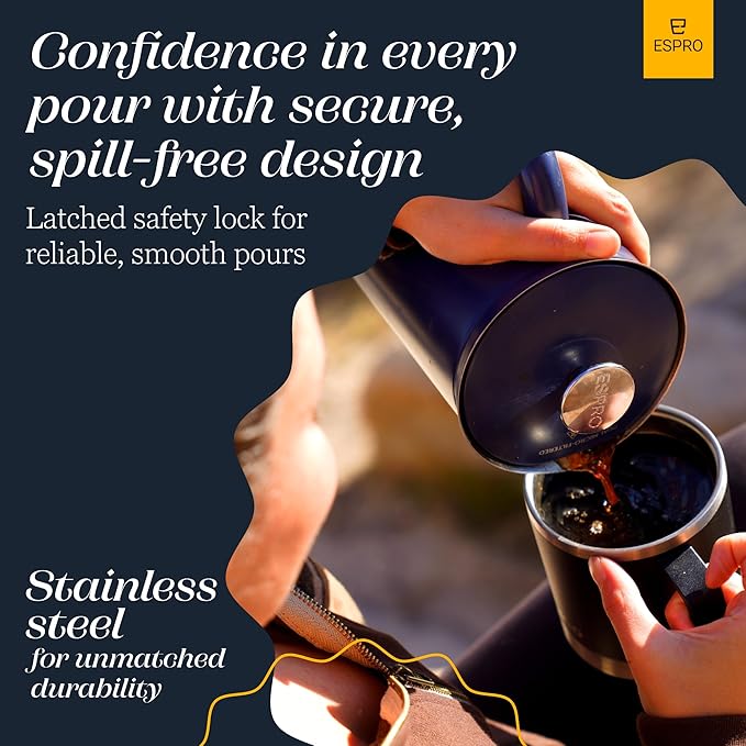 ESPRO P7 French Press Coffee Maker - Double-Walled Stainless Steel Insulated with Micro-Filter, 18 Ounces, Agean Blue