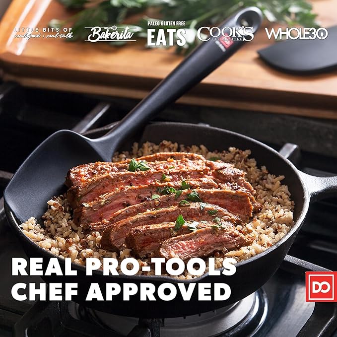 DI ORO Silicone Spatula Set - Rubber Kitchen Spatulas for Baking, Cooking, & Mixing - 600°F Heat-Resistant & BPA Free Silicone Scraper Spatulas for Nonstick Cookware - Dishwasher Safe (3pc, Black)