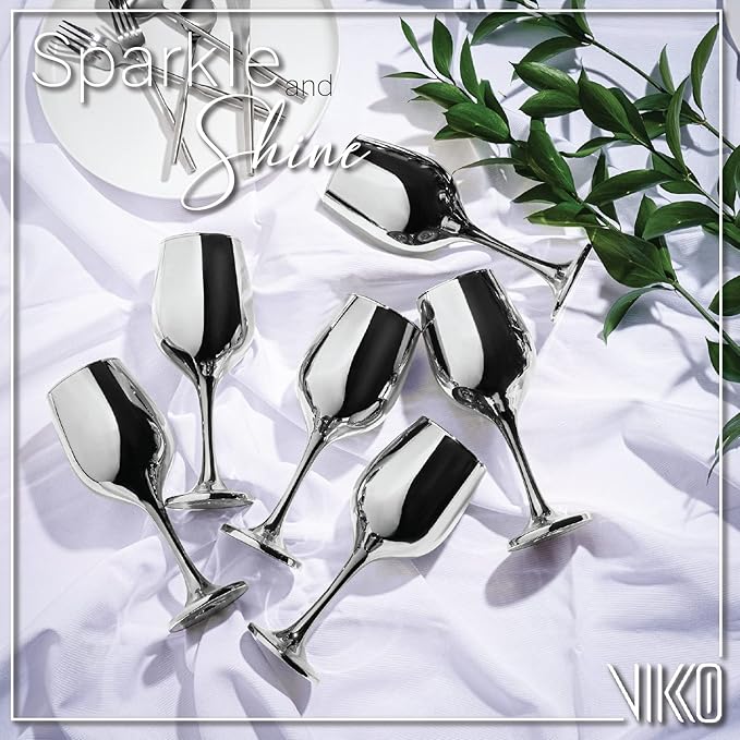 Vikko Décor Wine Glasse, 14 Oz Fancy Wine Glass With Stem For Red And White Wine, Thick And Durable Wine Glass, Dishwasher Safe, Great For Wine Tasting, Set Of 12