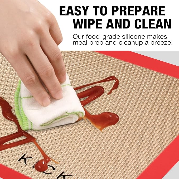 Silicone Baking Mat Half Sheet Non Stick Food Safe Baking Sheet for Oven - Replace Reusable Parchment Paper- Silicone Induction Cooktop Protector, Pan Liner 2 Pack,Cooking Essentials Gadgets