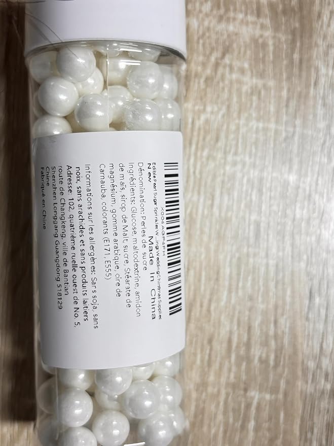 Edible Pearl Sugar Sprinkles White Candy Pearls Baking Decorations 10mm 130g/4.58 Oz White Sprinkles Sugar Pearl for Cake Decorating Edible Ball Sprinkle Ice Cream Toppings Wedding Chirstmas Supplies