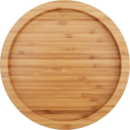 Fasmov 10 Inches Diameter Bamboo Lazy Susan Turntable, Spin Thicken Round Wood Tray Rotating Spice Rack for Kitchen Pantry Countertop Table