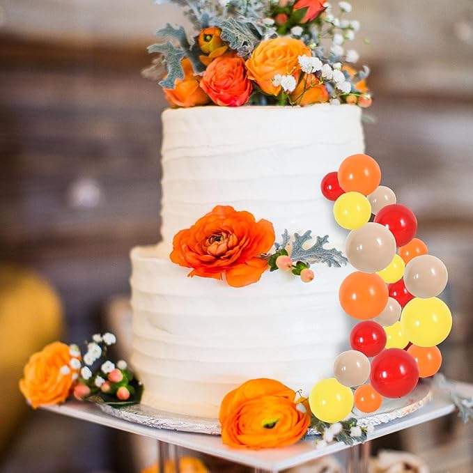 BEISHIDA 40 Pcs Mini Balls Cake Toppers - DIY Cake Decorations for Girls, Baking, Thanksgiving, Birthday, Baby Shower (Red, Orange, Yellow)