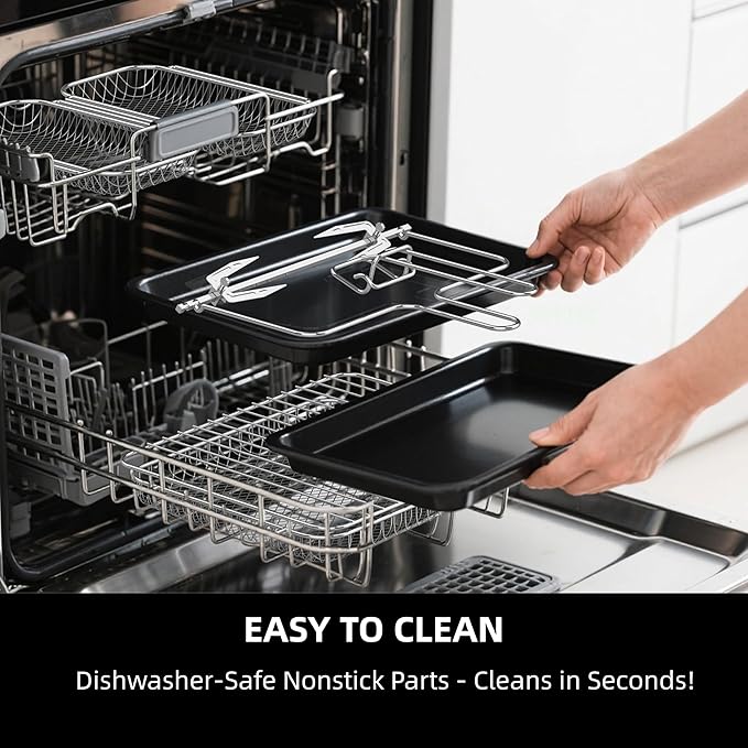 Air Fryer Toaster Oven Combo, 24 QT Fench Door Countertop Toaster Oven, 360 Degree Air Flow, 15 Cooking Functions, Digital Controls, 13 Accessories Included, Stainless Steel Finish