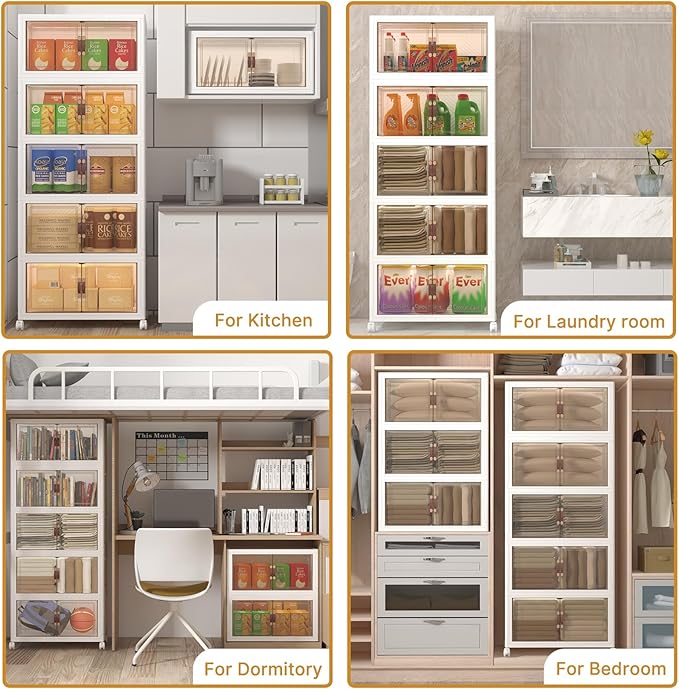 Extra Large Stackable Storage Bins with Lids and Wheels, Foldable Collapsible Closet Organizers,480QT-120QT/30GAL*4Pack Plastic Stackable Storage drawers for bedroom Dorm