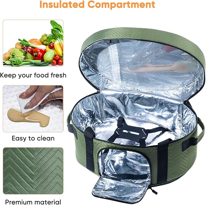 Insulated Slow Cooker Carrying Bag for 6-8 Quart CrockPot and Hamilton Beach Slow Cooker with See-thought Window, Portable Carrier Case with Adjustable Band and Accessory Pocket
