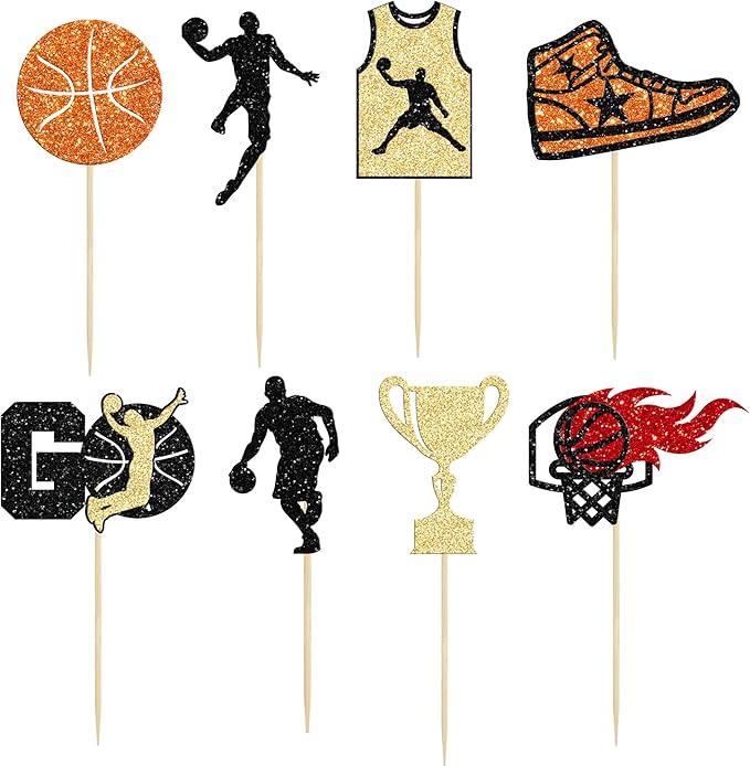 24 Pack Basketball Cupcake Toppers Basketball Player Apparel Cupcake Picks Baby Shower Players Sports Theme Birthday Party Cake Decorations Supplies