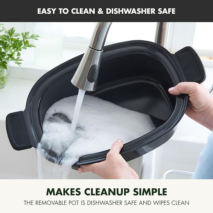 GreenPan Elite 14-in-1 Programmable 6QT Electric Slow Cooker, Dishwasher Safe Lid & Removable Crock, PFAS-Free Healthy Ceramic Nonstick Multi-Cooker, Sear, Sauté, Brown, Steam Basket, Roast, Black