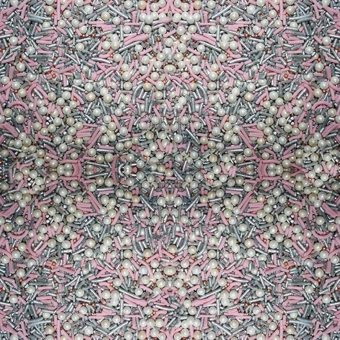 Confect Fusion Pink & Silver Sprinkles Mix - Pearl Sugar Cake Decorations, Dessert Toppings, Edible Confetti | Vegan, Gluten-Free, Nut-Free, Soy-Free, Dairy-Free, Palm Oil-Free- 4.2 Oz