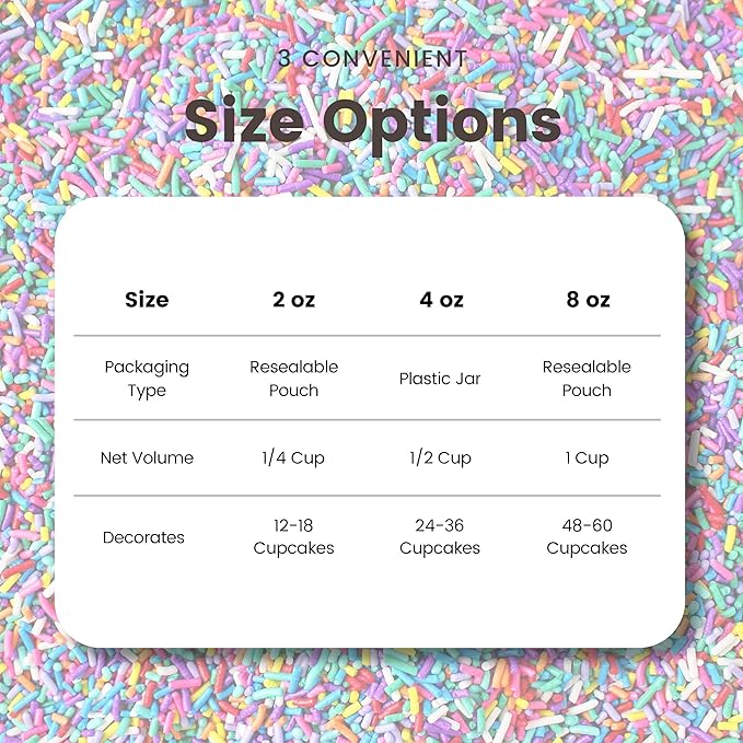 Ultimate Unicorn Rainbow Jimmies Sprinkle Mix| Sprinkles Made In USA By Sprinkle Pop| Yellow Red White Blue Purple Sprinkles Jimmies For Decorating Princess Birthday Cakes Cookies Cupcakes Candy, 2oz