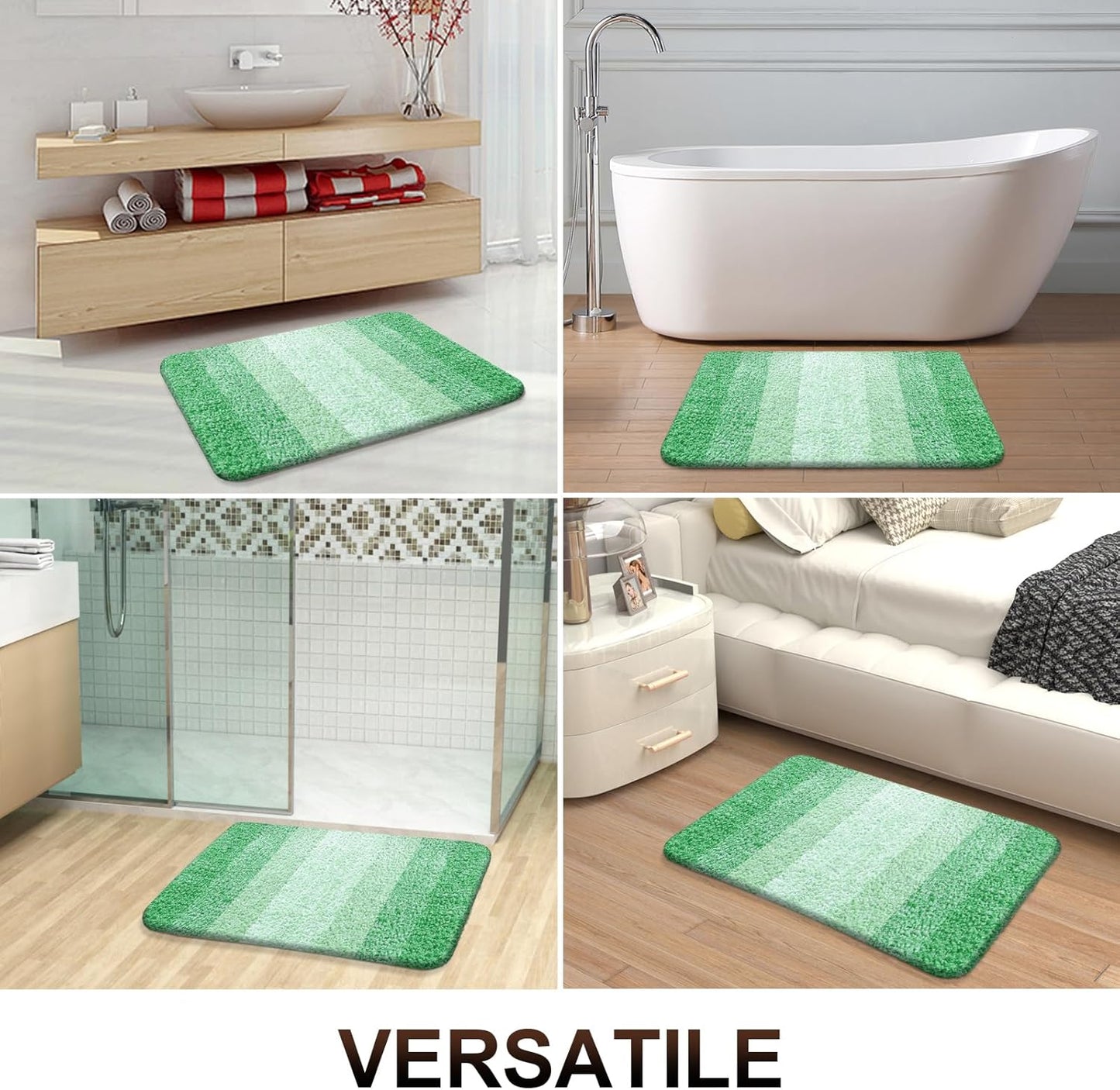 OLANLY Bathroom Runner Rugs 47x24, Extra Soft Absorbent Microfiber Bath Rugs, Rubber Backing, Quick Dry, Machine Washable Bath Mats for Bathroom Floor, Tub and Shower, Home Decor Accessories, Green