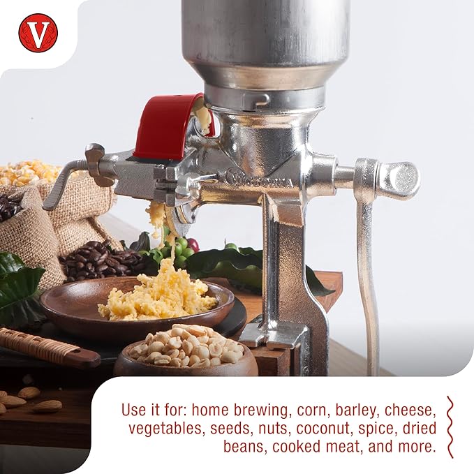 Victoria Manual Cast Iron Grain Mill with High Hopper, Premium Corn-Grinding Mill and Grain Grinder, Made in Colombia