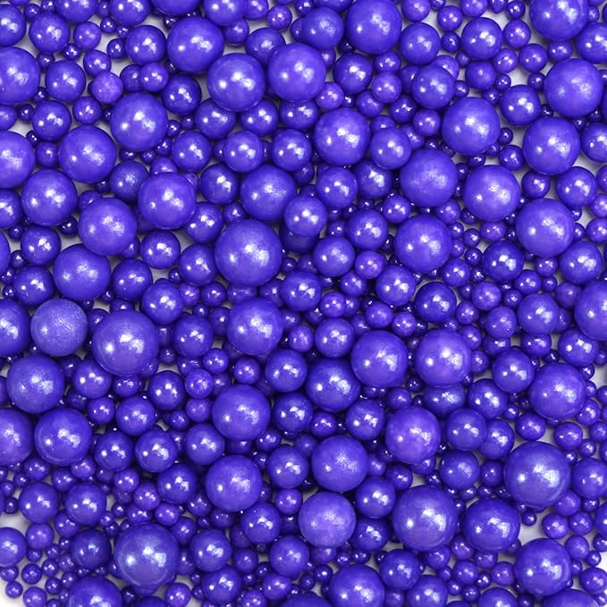 Dazzjoy Edible Pearl Purple Sugar Sprinkles, 130g/4.58oz, Purple Ball Pearls Sprinkles for Cake Decorating, Cupcake Toppers, Edible Cake Decoration