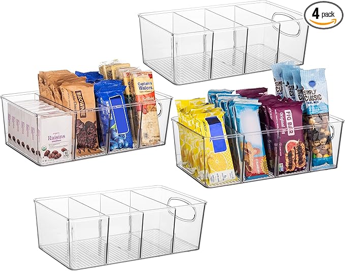 Pantry Organizers and Storage and Cabinet Organizer, 4 Pack - Kitchen Organizers and Storage, Great Fridge or Snack Organizer - Perfect in Refrigerator or Cupboard Shelf