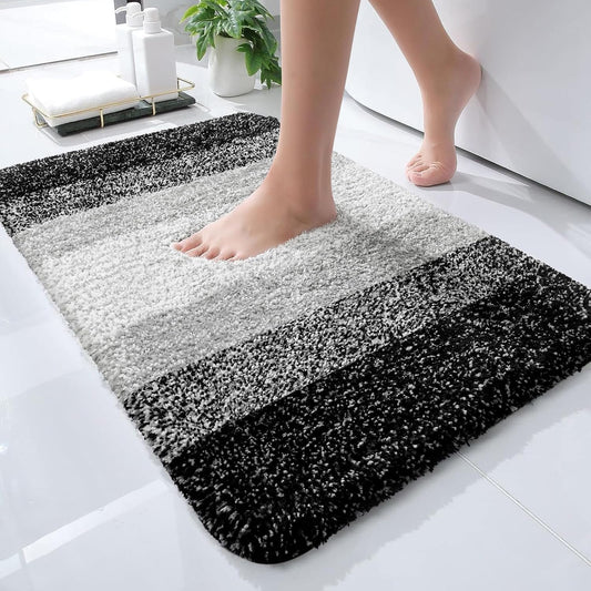OLANLY Bathroom Rugs Mat 24x16, Extra Soft Absorbent Microfiber Bath Rugs, Rubber Backing, Quick Dry, Machine Washable Bath Mats for Bathroom Floor, Tub and Shower, Home Decor Accessories, Black