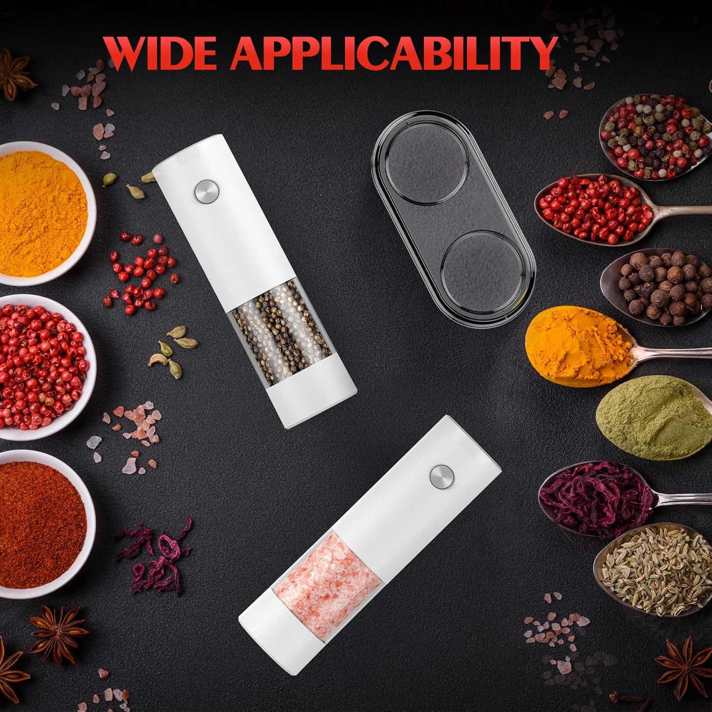 Electric Salt and Pepper Grinder Set Automatic Battery Pepper Mill Shakers Kitchen Tools Adjustable Coarseness Upgraded Larger Capacity with Led Birthday Gifts for Women