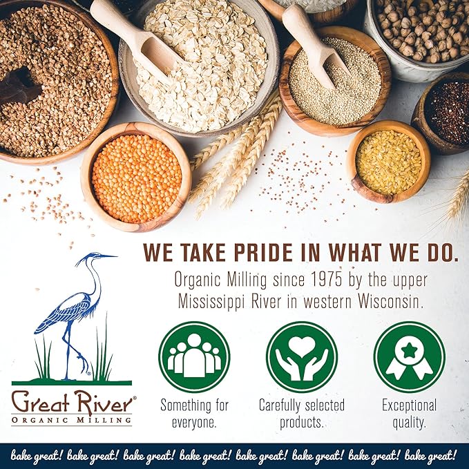 Great River Organic Milling Lily White Organic All-Purpose Flour | Unbleached & Unbromated | Non-GMO, Kosher | Ideal for Bread, Cookies, Cakes, Pizza Dough & Everyday Baking | 25 Lb