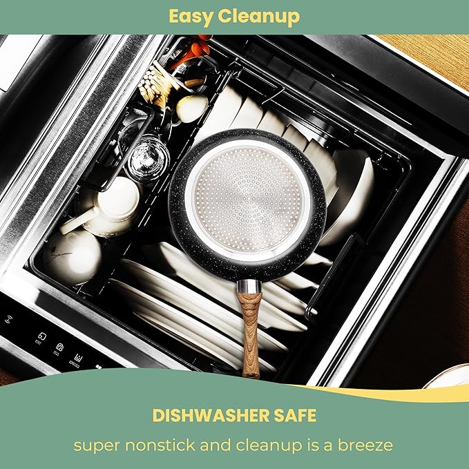 Fry Pan Nonstick 3 Piece Stretched Aluminium Cookware 8", 9.5", 11" Skillets Fry Pans with Induction Bottom