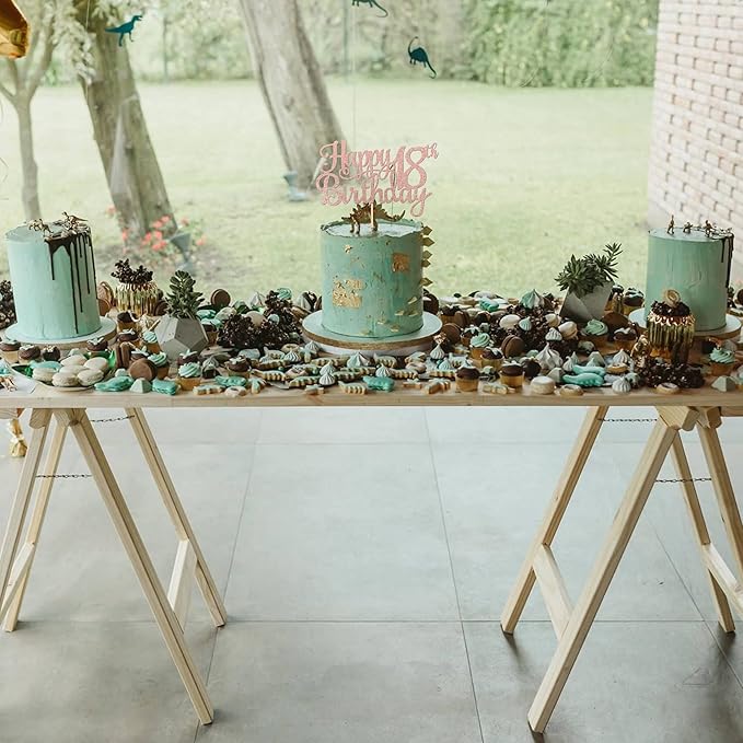 1 PCS Happy 18th Birthday Cake Topper Glitter Cheers to 18 Years Birthday Cake Pick 18 Fabulous Cake Decoration for Happy 18th Birthday Theme Party Decorations Supplies Rose Gold