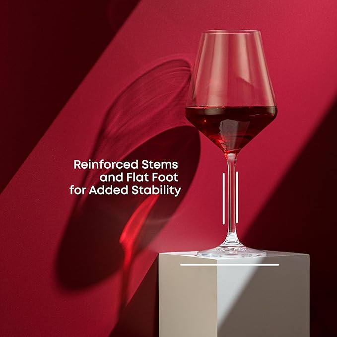 JoyJolt Layla Italian Red Wine Glasses, Set of 4, 17 oz Clear – Made in Europe