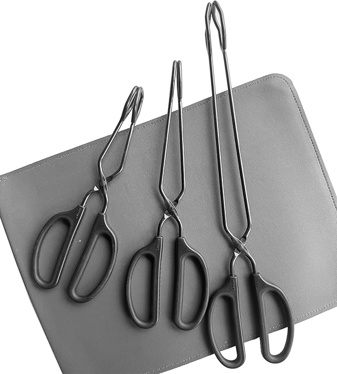10" 12" 16" Stainless Steel Kitchen Tongs Set, Non-Slip Comfortable Grip Scissor Tongs for Cooking, Grilling & Serving, Set of 3