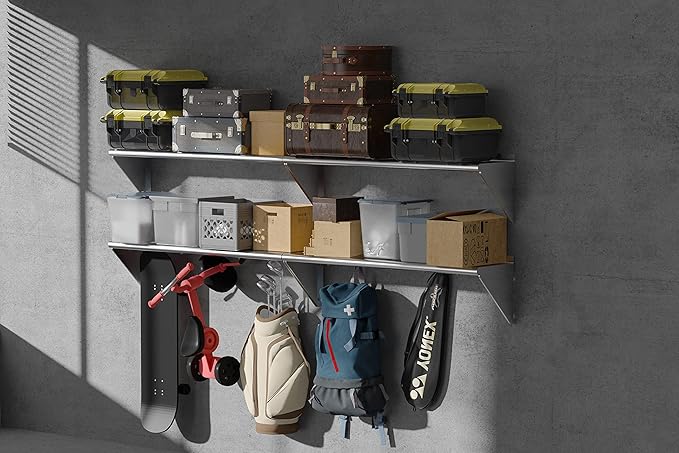 Stainless Steel Shelf 12"x48", Space-Saving Wall Mounted Shelving, 320lb Heavy Duty Steel Shelves with Easy-Clean Surface for Kitchen, Restaurant, Bar, Hotel (Commercial & Home Use)