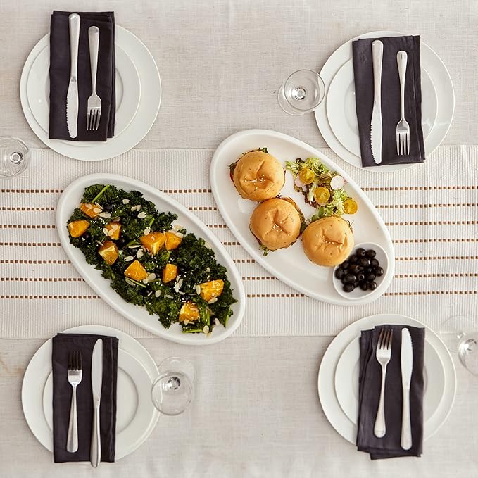 DOWAN 16" Serving Platters, Serving Platters for Wedding, Large Oval Porcelain Serving Tray for Entertaining, Dinner Platters for Serving Food Appetizers Meat, Serving Dishes for Parties, Set of 2