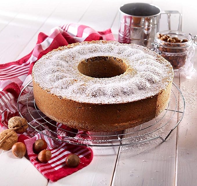 Gray 9 Inch Springform Bundt Pan, Heavy Duty Cheesecake & Ice-Cream Cake Pan with Removable Bottom and Quick-Release Latch
