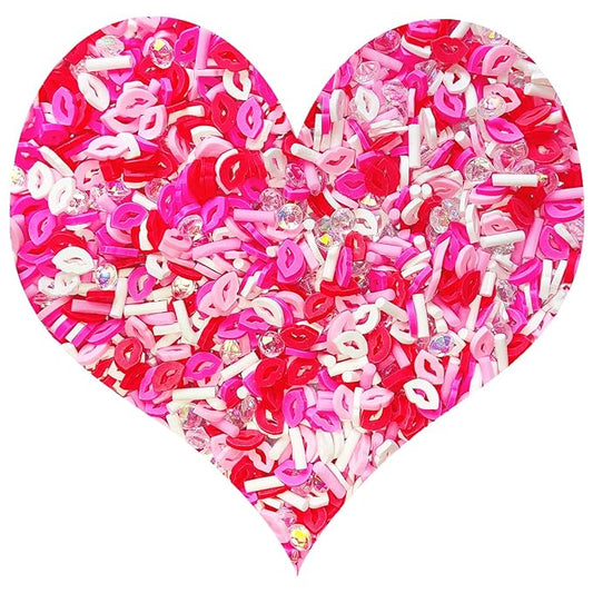 EHOPE Fake Sprinkles Resin Sprinkles Fake Candy Sprinkles Clay Sprinkles Polymer Sprinkles Polymer Clay Slices for Nail Art DIY Crafts Cake Phone Case(40G-Sugar granules+Lips-17)