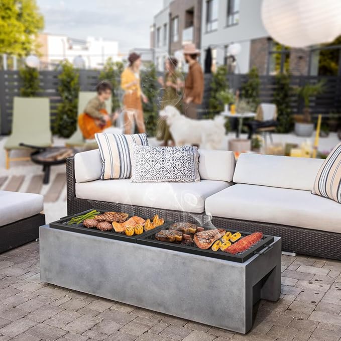 Onlyfire Foldable X-Marks Fire Pit Cooking Grate, Portable Rectangle Campfire Grill Grate with Handles, Heavy Duty Steel Campfire BBQ Grill for Outdoor, 44 inch