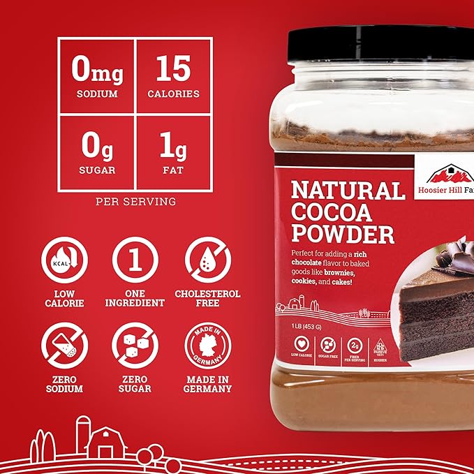 Hoosier Hill Farm Natural Cocoa Powder, 1LB (Pack of 1)