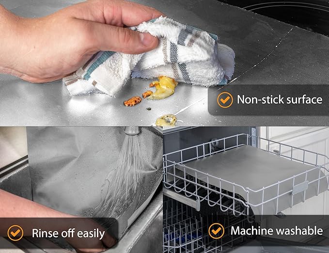 Oven Liners for Bottom of Oven - 3 Pack Large Heavy Duty Mats, 16.25”x23” Non-Stick Reusable Liner for Electric, Gas, Toasters, Grills - BPA & PFOA Free Kitchen Accessory to Keep It Clean (Silver)