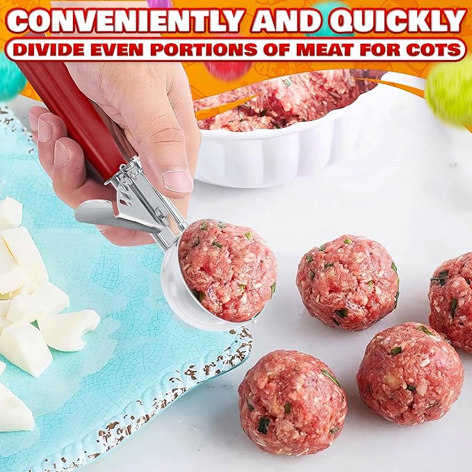 1.33oz Ice Cream Scoop with Trigger #24 - Stainless Steel Ice Cream Scooper for Gelato, Cookie Dough, Meatballs - Easy Portion Control, Comfortable Non-Slip Handle, Dishwasher Safe, Rust Resistant