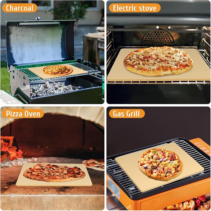 Extra Large Pizza Stone 22" x 14",Cooking Stone for Grill Rectangular, Baking Pizza Stone for bread, Ideal for Grilling Baking Several Sizes of Pizzas