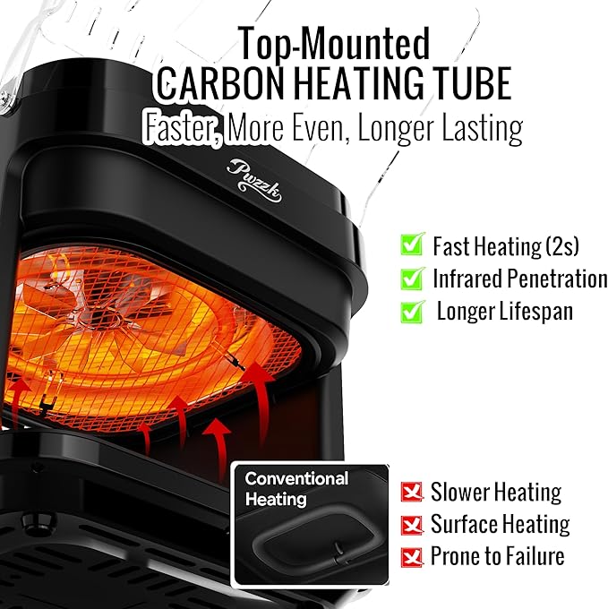 5.8QT Glass Air Fryer, Borosilicate Glass Basket, Non-Toxic BPA & Teflon Free, 8 Presets, Infrared Heating, Flip-Up Safety Shield, Oil-Free Cooking, Easy Clean for Small Homes