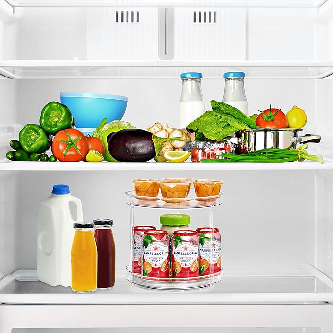 Sorbus 9 Inch 2 Tier Clear Lazy Susan Organizer, Turntable Organizer for Spice Organization for Cabinet, Lazy Susan Turntable for Kitchen, Home, Office, Closet, Laundry Room Organization (2 Pack)